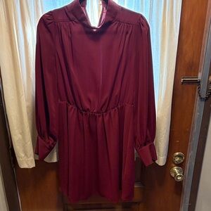 Express Deep Red Long Sleeve Dress